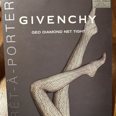 Givenchy PRÊT-A-PORTER 30437 Geo Diamond Net Tight Size A/B Black Sheer NEW